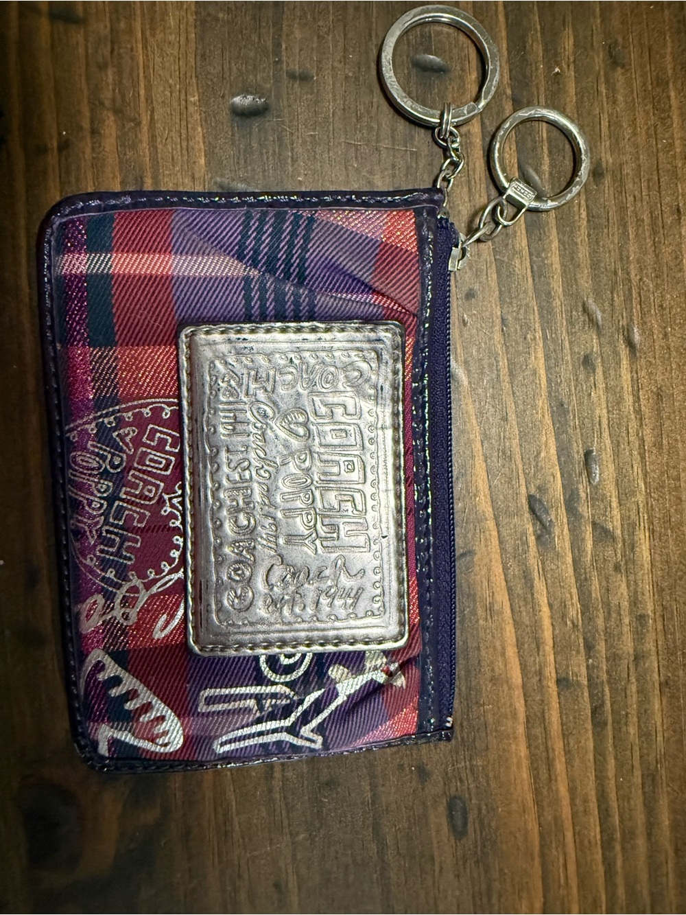 COACH POPPY PLAID TARTAN COIN PURSE